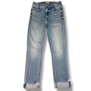 Mother Jeans Women's 26 Blue Mid Rise Dazzler Ankle Fray in Riding The Cliffside